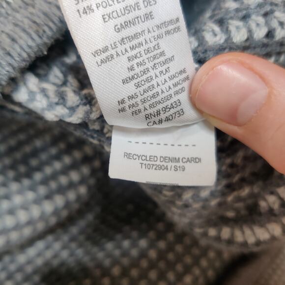 Toad & Co Recycled Denim Waffle Knit Cardigan Sweater Gray Small Long Line - Picture 12 of 13